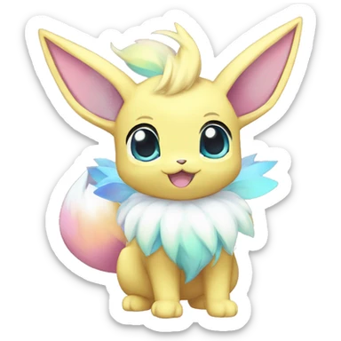 Shiny Colorful Pastel Kawaii Eeveelution-Cute-Pokémon-fusion full body sticker