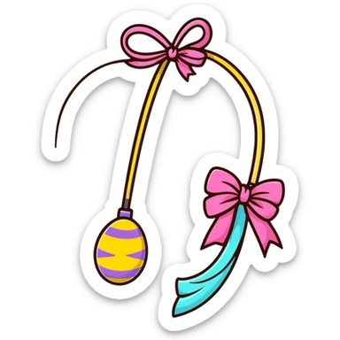 festive easter whip decorated with colorful bows and ribbons sticker