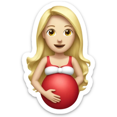 blonde pregnant woman with santa sticker
