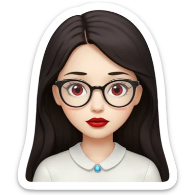 Angel girl with eyeglasses and long dark hair with red lipstick  sticker