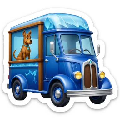 shiny crushed-dark-blue crystal body frozen Scooby Doo 1912 antique long-wheelbase cab over durable trails low rider moving truck  sticker