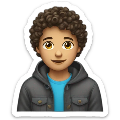 13 year old boy with curly brown hair sticker