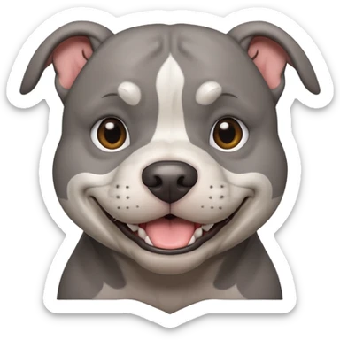 Large solid grey pitbull with an adorable face smiling  sticker