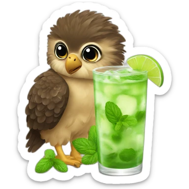 baby hawk drinks mojito sticker