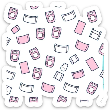pastel pink baby diaper with cartoon nursery print pattern sticker