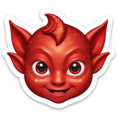 red glitter imp happy winking an eye sticker