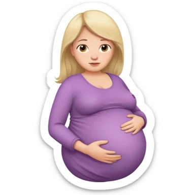 very heavily pregnant overdue woman with very  very big and large belly  sticker