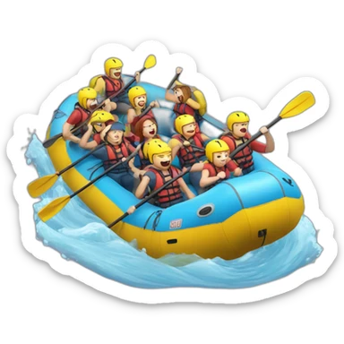 8 personas haciendo rafting en un rio sticker