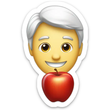 smiling red apple working as a trader sticker