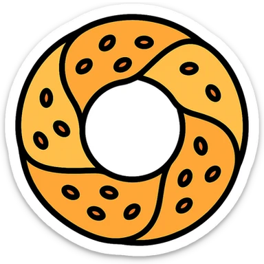 modern icon style simit bread, simple and recognizable, circular shape, sesame seeds, clean lines, minimal color palette sticker