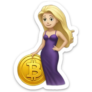 Ursula carring a Bitcoin sticker