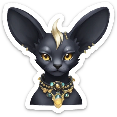 cool punk kawaii anime edgy distinguished ethereal elegant beautiful fantasy black ethereal fantasy nargacuga-Noivern-sphynx-Quiana-Fakemon collar harness jewels full body sticker