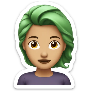 Mujer aburrida con pelo café ojos verde fuerte  sticker