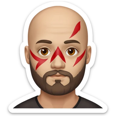 bald bearded man with face paint sticker