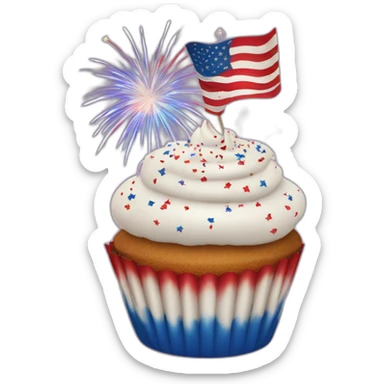 Happy Fourth of July cupcake with fireworks sticker
