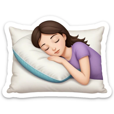 brunette girl sleeping with a pillow sticker