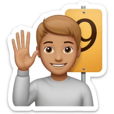 jury character holding out their hand with a sign that says 9 sticker