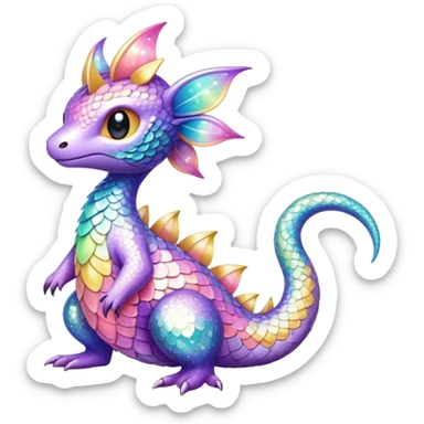 Pastel Randomly-colored sparkly exotic Fakémon-creature sticker