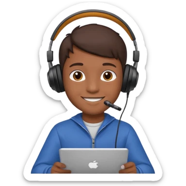 a boy attainting a Online Classes happily  sticker