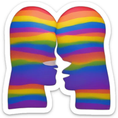 Gay flag with two men kissing sticker
