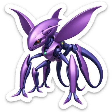 Shiny Futuristic Genesect-Miraidon-Lunala-Fakémon-hybrid-creature (full body)  sticker