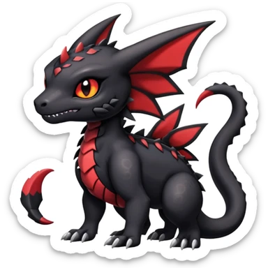 Scaly Cute Badass Gloomy Dark Guilmon-Salandit-Umbreon-Fakémon-hybrid-creature (full body)  sticker