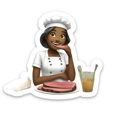 smiling girls in the park eating steaks in chefs hat sticker