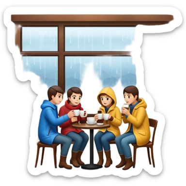 Rainy cafe sticker