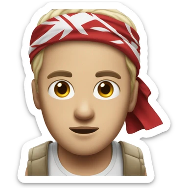 White person with a bandana like he his a gangster sticker