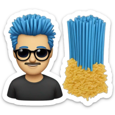 CARA DE CHICO CON GAFAS AZULES DE PASTA SIN VIGOTE Y PELO CORTO NEGRO CON FLEQUILLO DE PUNTA sticker
