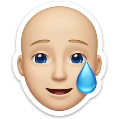 Pleading Face emoji, smiling with closed eyes and two large blue tears—iOS style. sticker