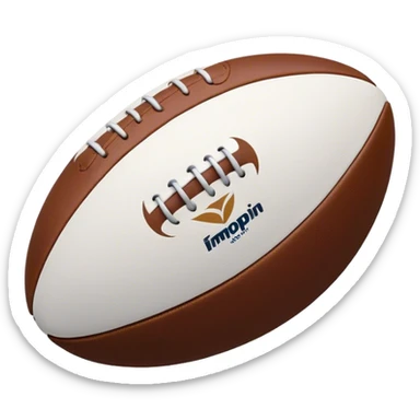 Cinematic Realistic image of a rugby ball in mid-action, with dynamic motion blur and finely rendered leather textures, set against a sunlit, energetic field that underscores its robust athleticism sticker