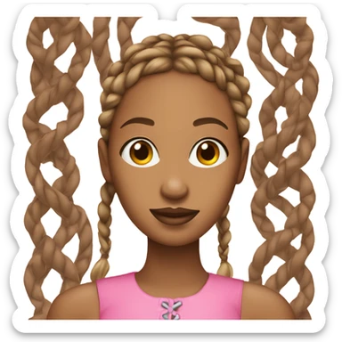 A brown skinned lady with braids and pink lips sticker
