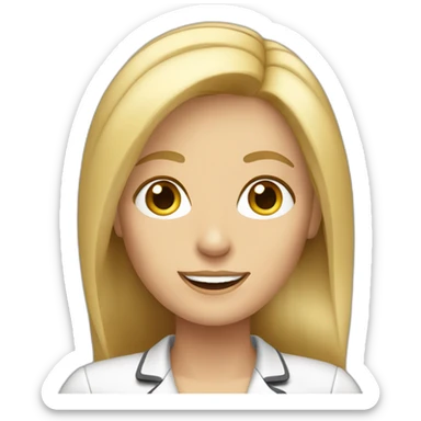 female receptionist long blonde hair aged 40 sticker