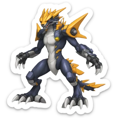  Cool Edgy Digimon-Fakemon-Garurumon-Greymon with edgy markings full body sticker