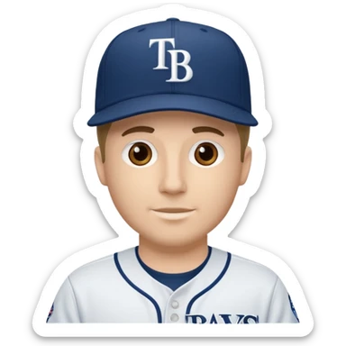 White guy wearing a tampa bay rays hat sticker