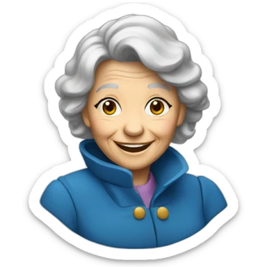 blue coat smile old woman sticker
