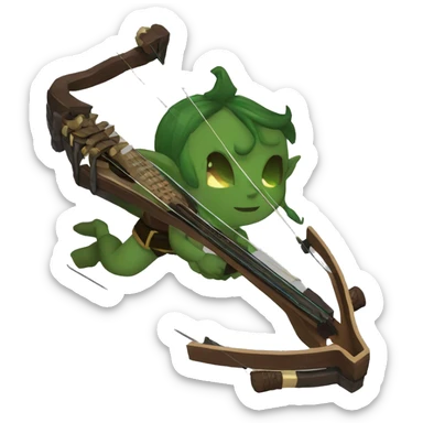 Dark hair green eyes elf bard drum crossbow magic sticker