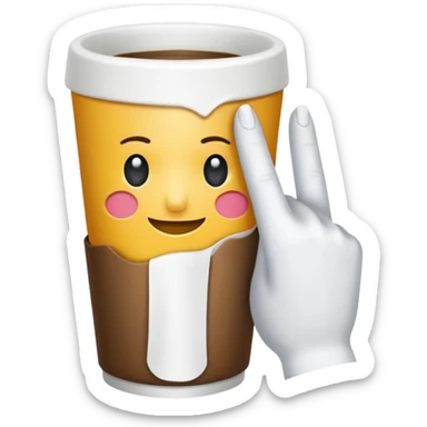 una mano con un bicchiere di carta con dipinto sopra le mani della creazione di adamo
 sticker