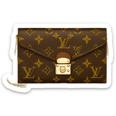 Louis Vuitton long wallet with chain attached and leather strap attached  sticker