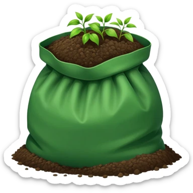 Icon emoji of a green bag of soil sticker