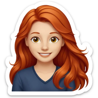 Profesora joven, sonrriente cabello rojizo y de pelo largo  sticker