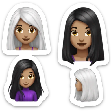 White girl with long straight black hair and purple higlight hair Raven Queen sticker