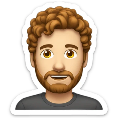 a guy with wavy brown hair and light beard typing on pc  sticker
