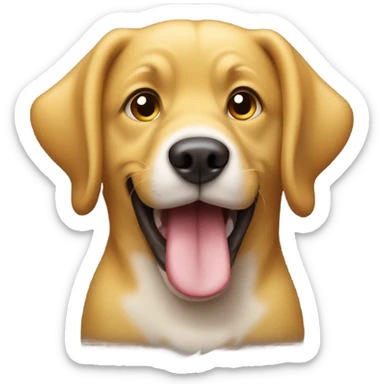 yellow emoji face with puppy dog eyes and tongue slightly sticking out sticker