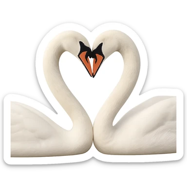 romantic swan couple forming a heart, no background sticker