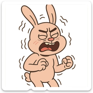 vibrating rabbit head, cartoon style, shaking effect, playful sticker
