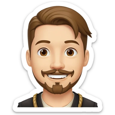 "- Nam
- 30 tuổi
- Da trắng
- Râu quai nón
-  Cướp biển caribe
- Cười tươi sticker