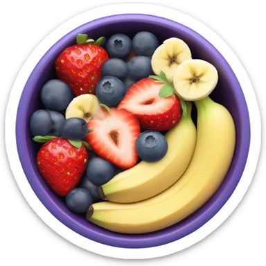 Cute açaí bowl with strawberries bananas and blueberries with a little granola sticker