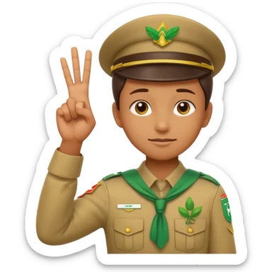 “Emoji-style person in a scout uniform making a balancing gesture with both hands. One hand holds a red cross (not allowed), the other a green checkmark (allowed). Thoughtful expression, simple clean emoji design, centered, transparent background.” sticker